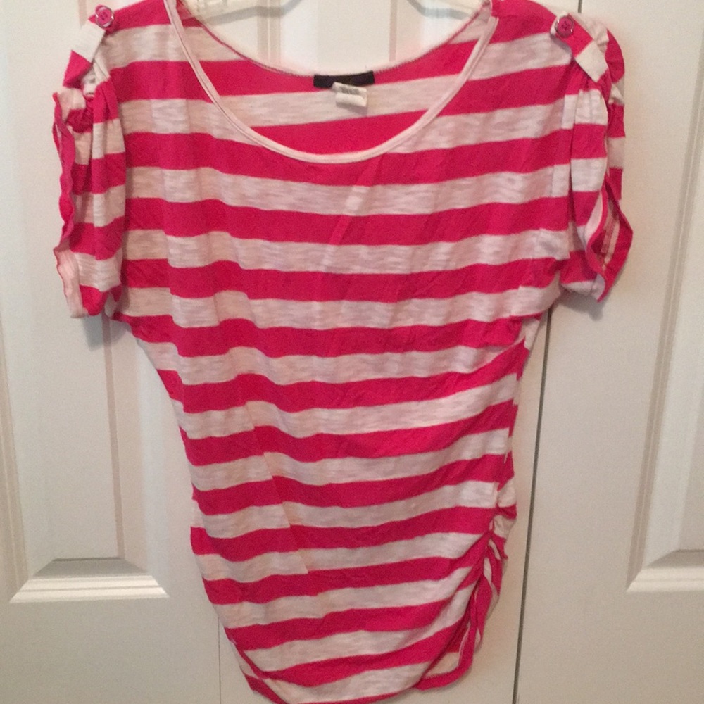 Magenta and white stripe shirt